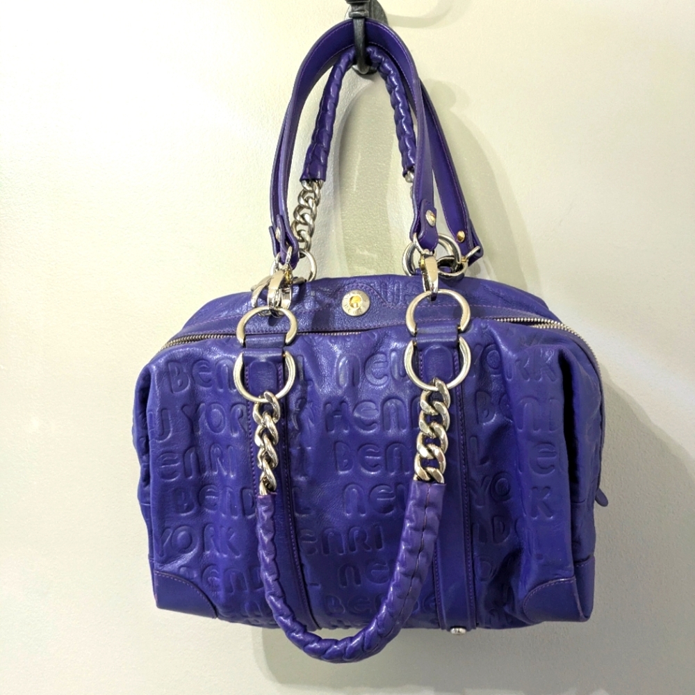Vintage Henri Bendel Purple Embossed Leather Bag